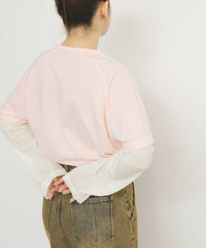 透視拼接插肩袖T恤