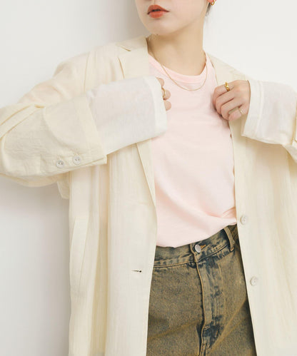 透視拼接插肩袖T恤
