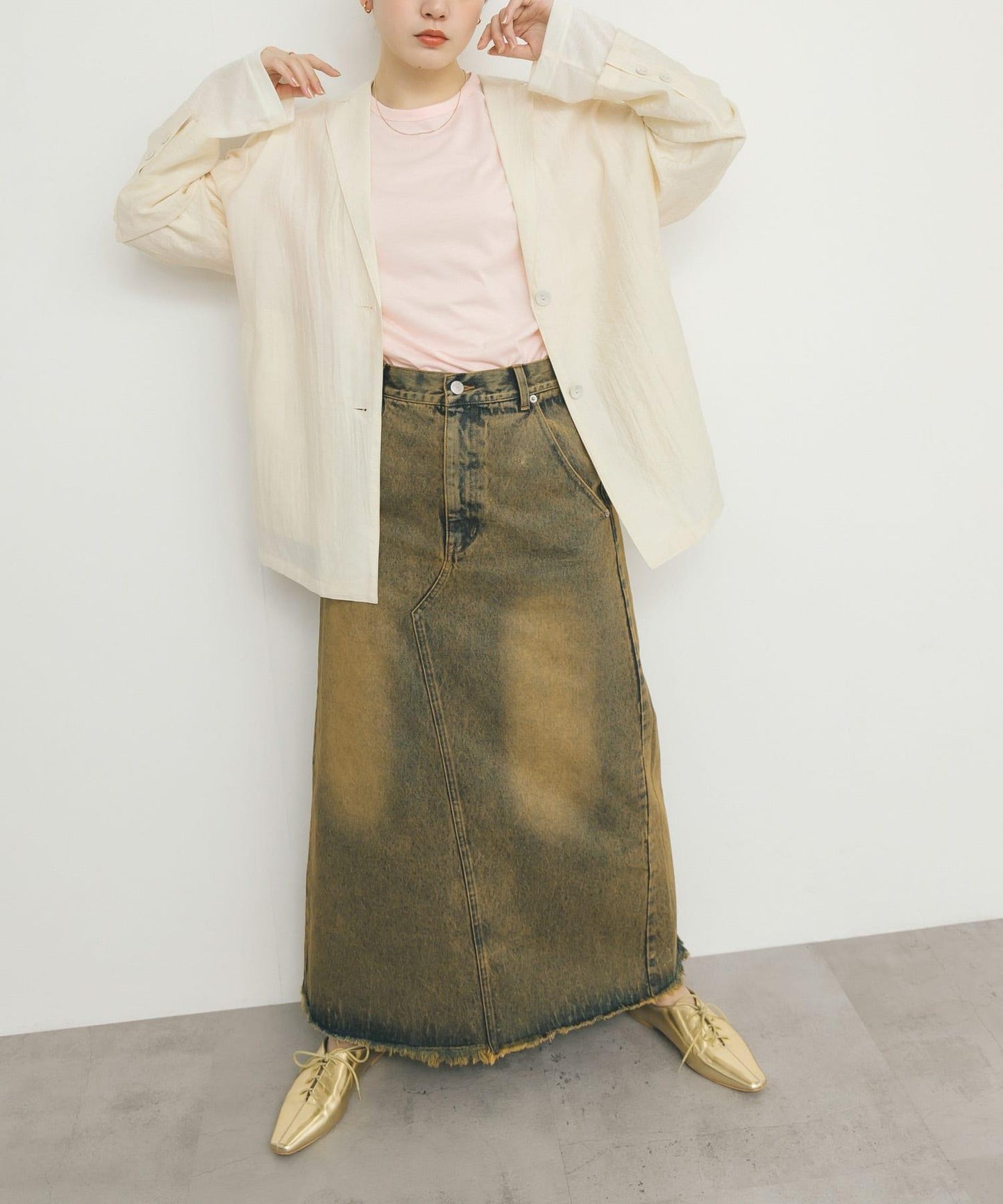 透視拼接插肩袖T恤