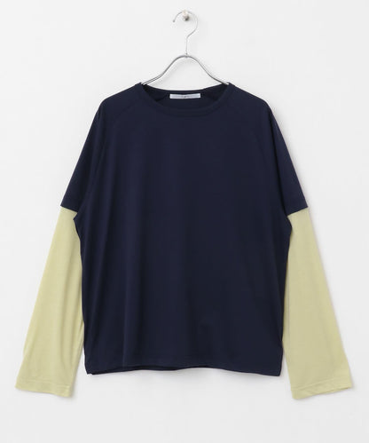 透視拼接插肩袖T恤