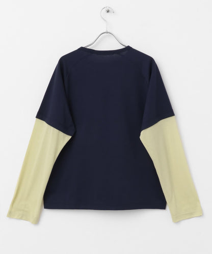 透視拼接插肩袖T恤