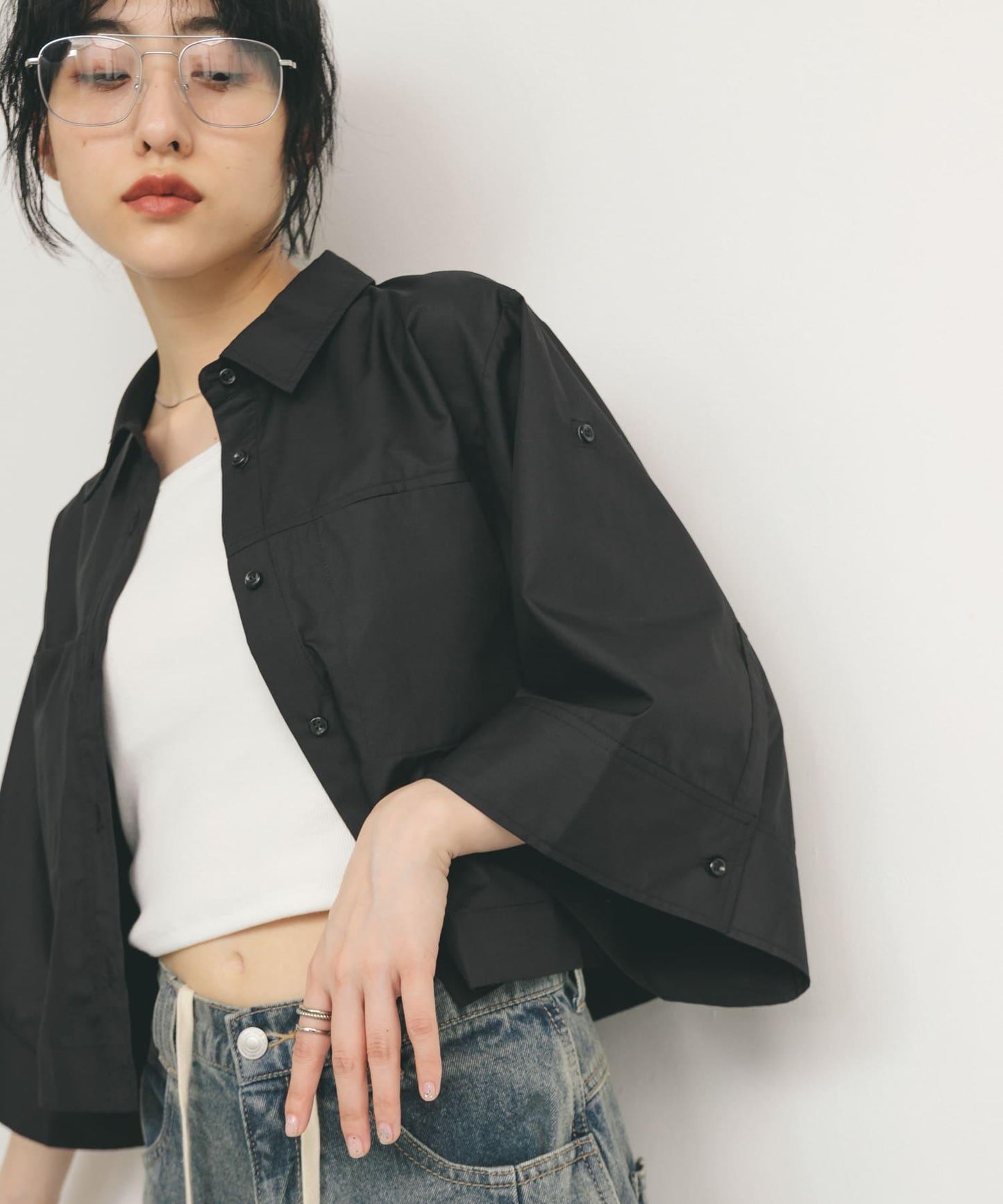 短款五分袖襯衫