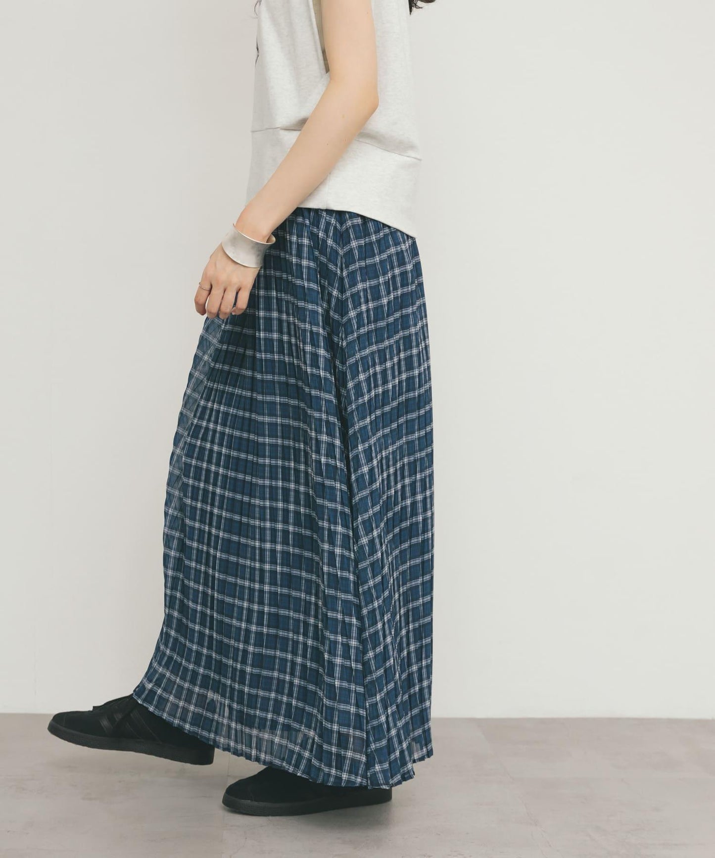 透視格紋百褶裙