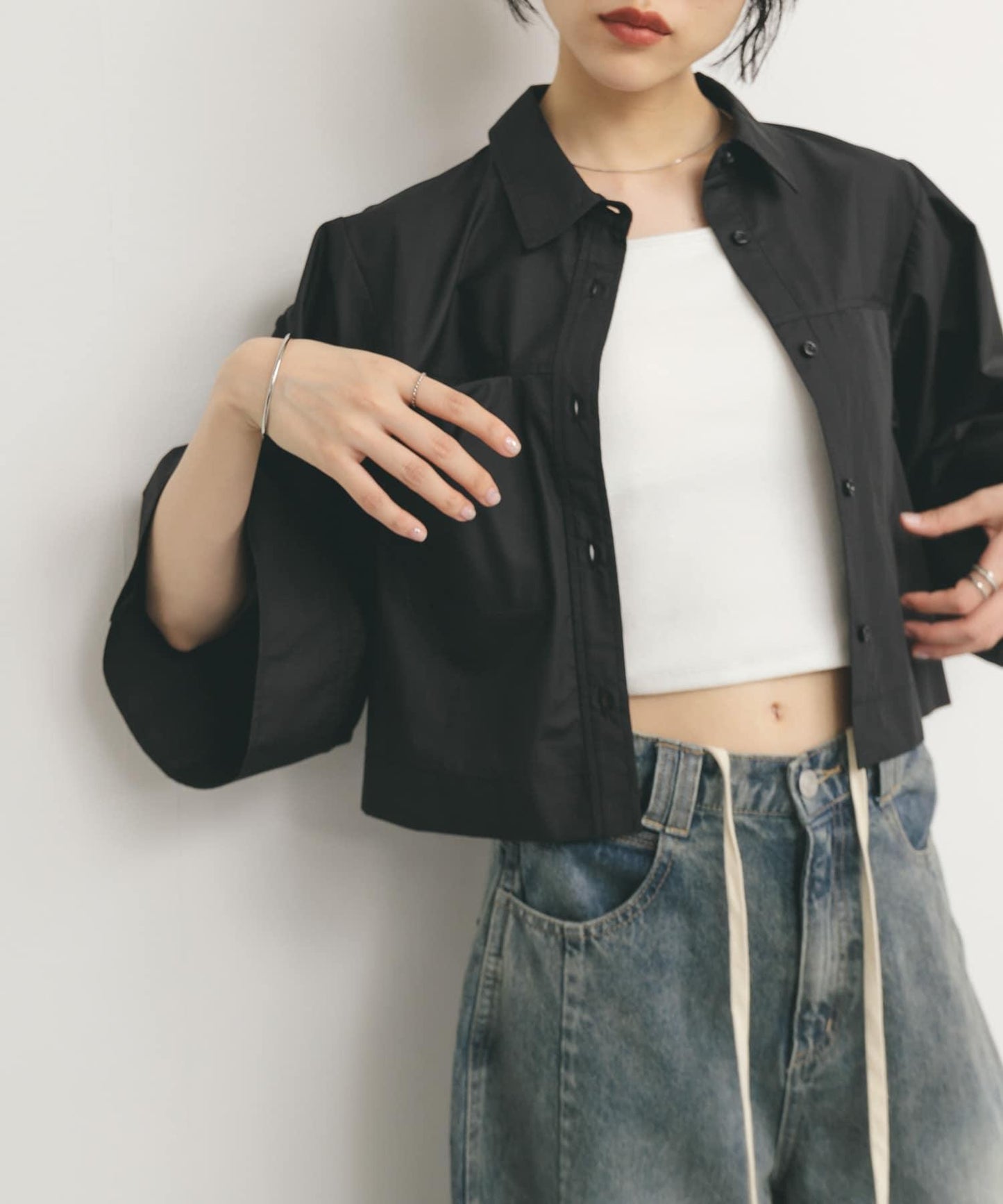 短款五分袖襯衫