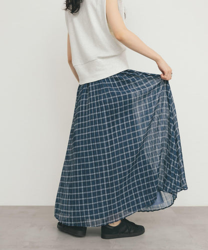 透視格紋百褶裙