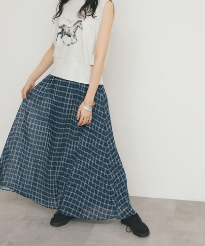 透視格紋百褶裙