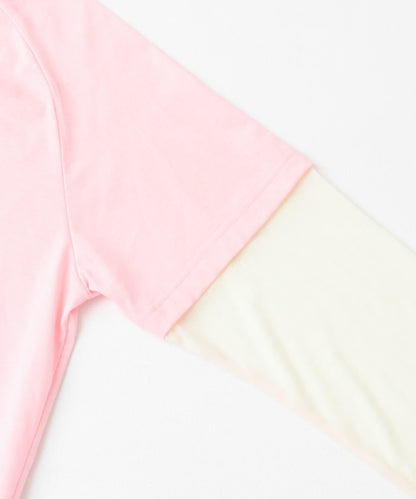 透視拼接插肩袖T恤