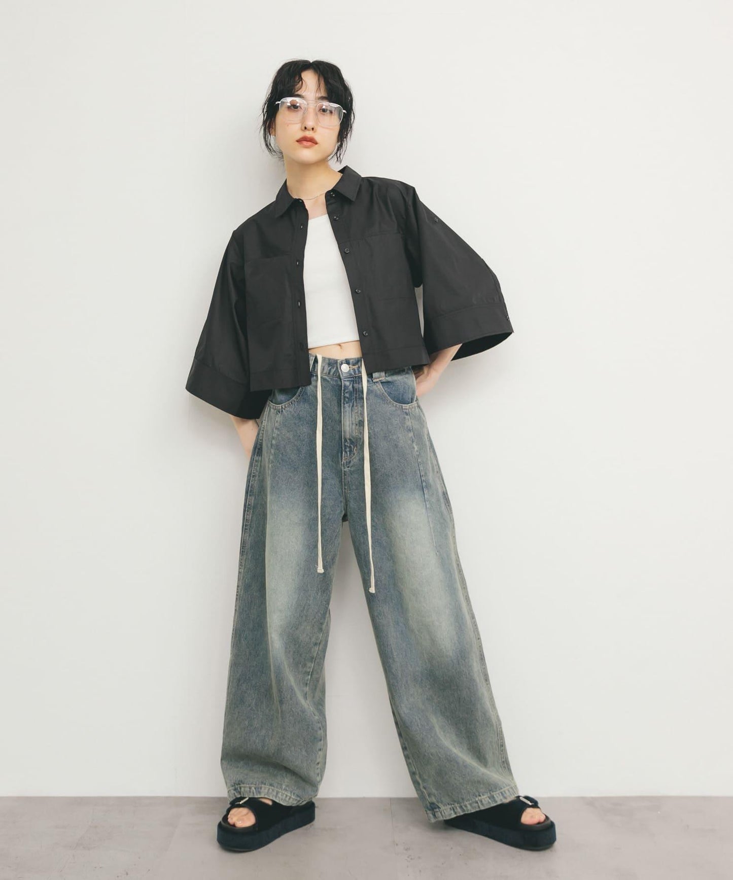 短款五分袖襯衫