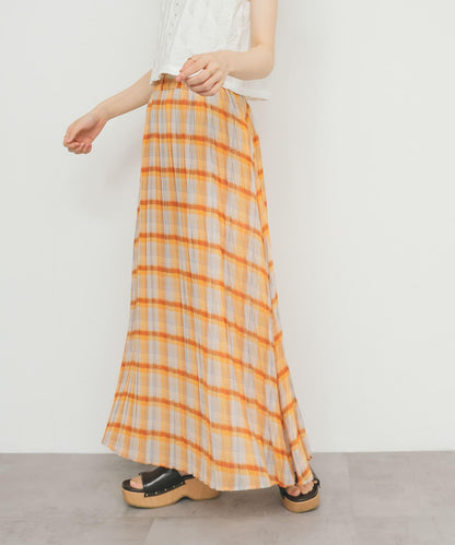 透視格紋百褶裙