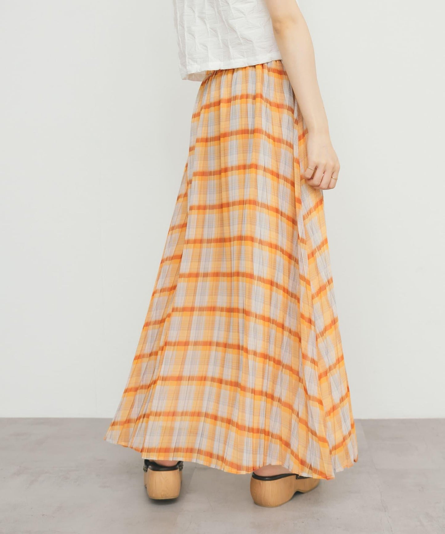 透視格紋百褶裙