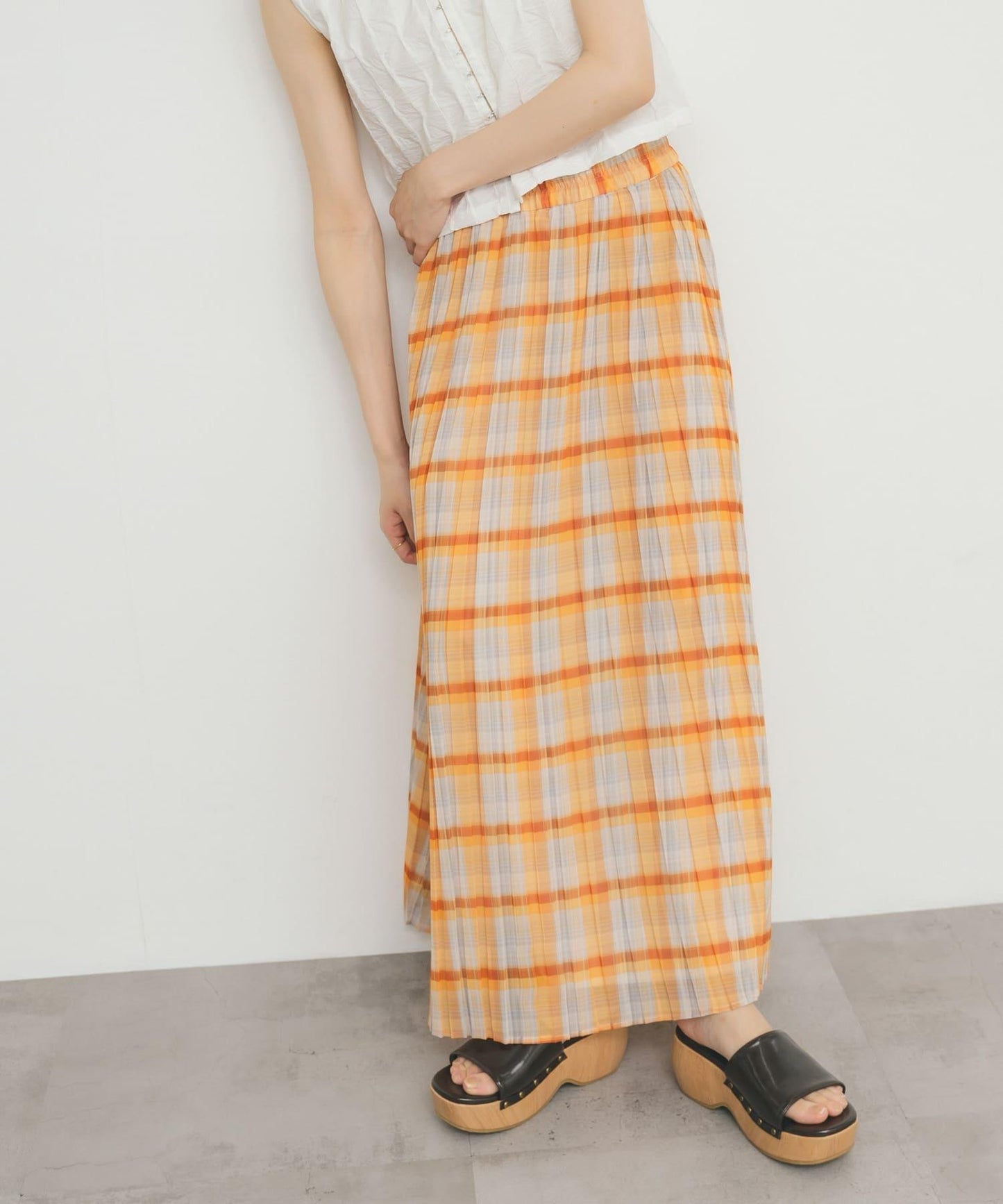 透視格紋百褶裙