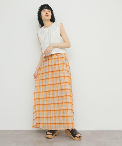 透視格紋百褶裙