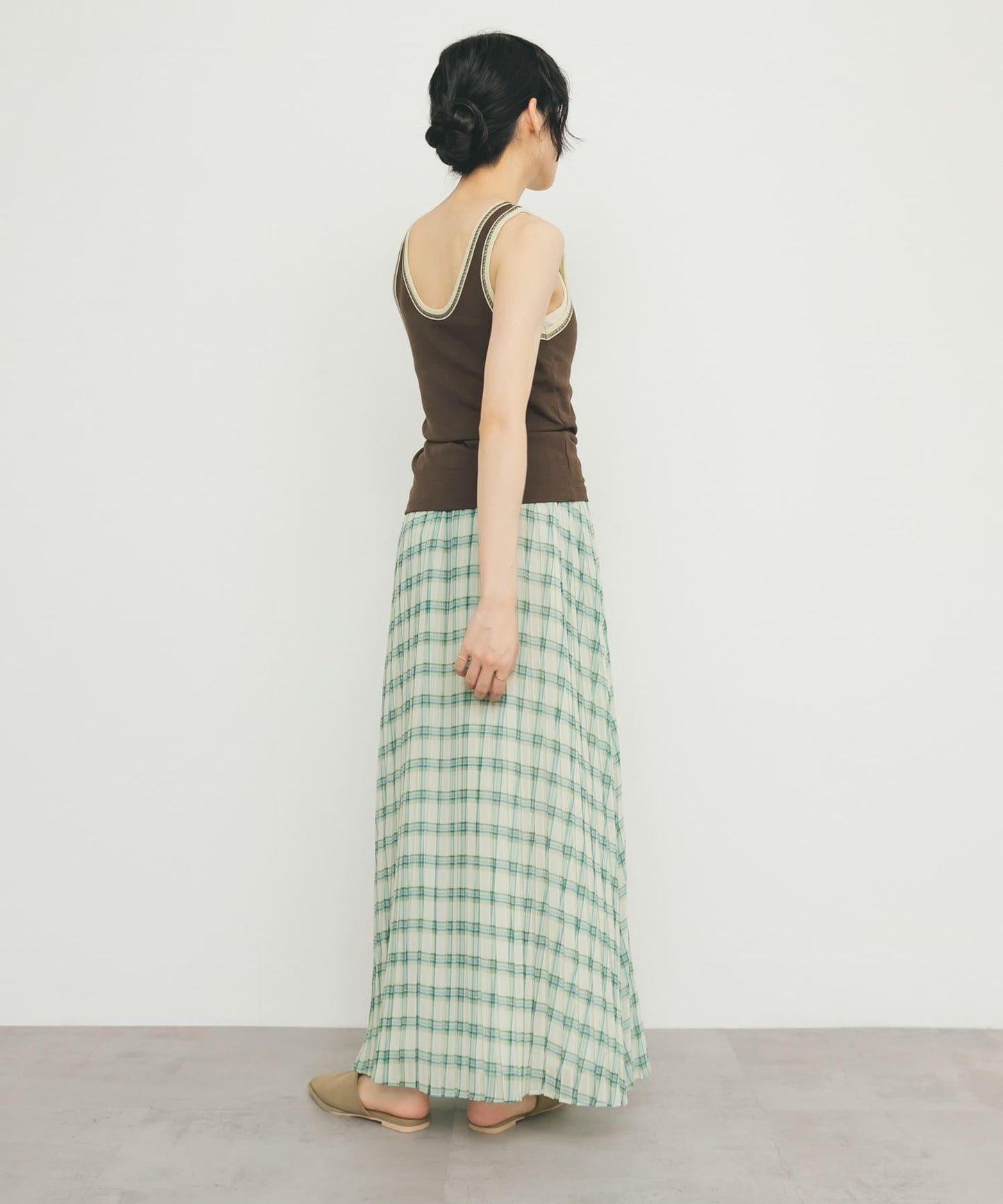 透視格紋百褶裙