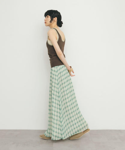 透視格紋百褶裙