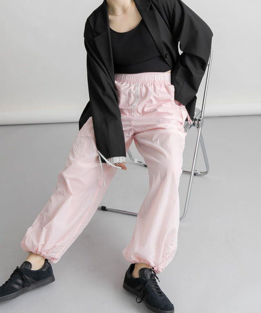 抽繩下襬尼龍長褲