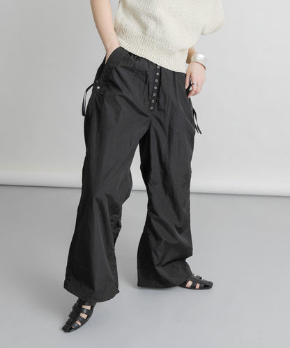抽繩下襬尼龍長褲