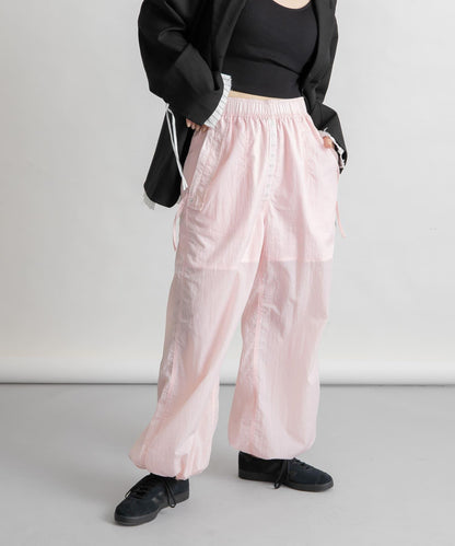 抽繩下襬尼龍長褲