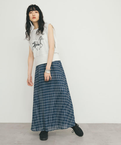 透視格紋百褶裙