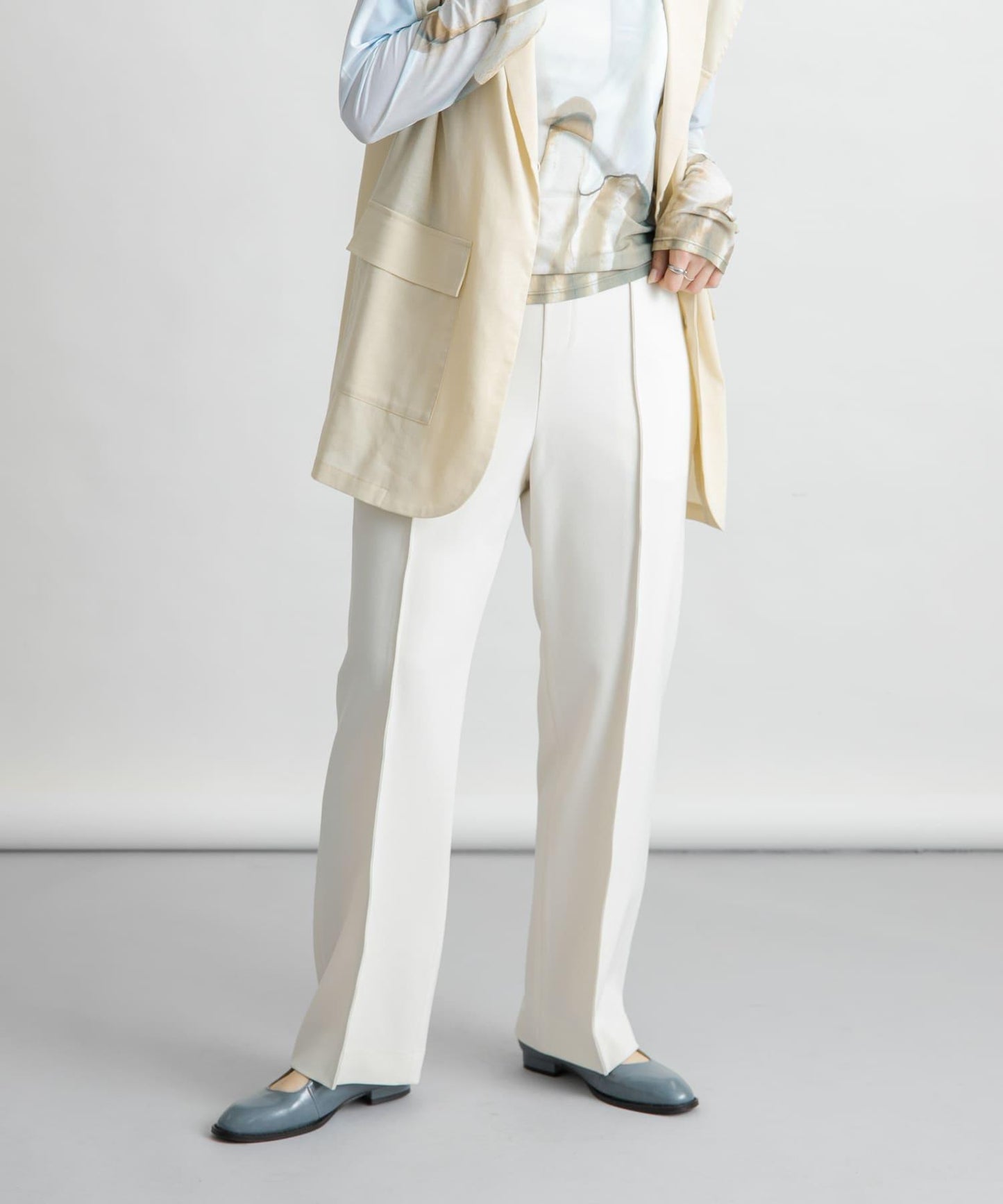 2尺碼可選褶飾直筒褲