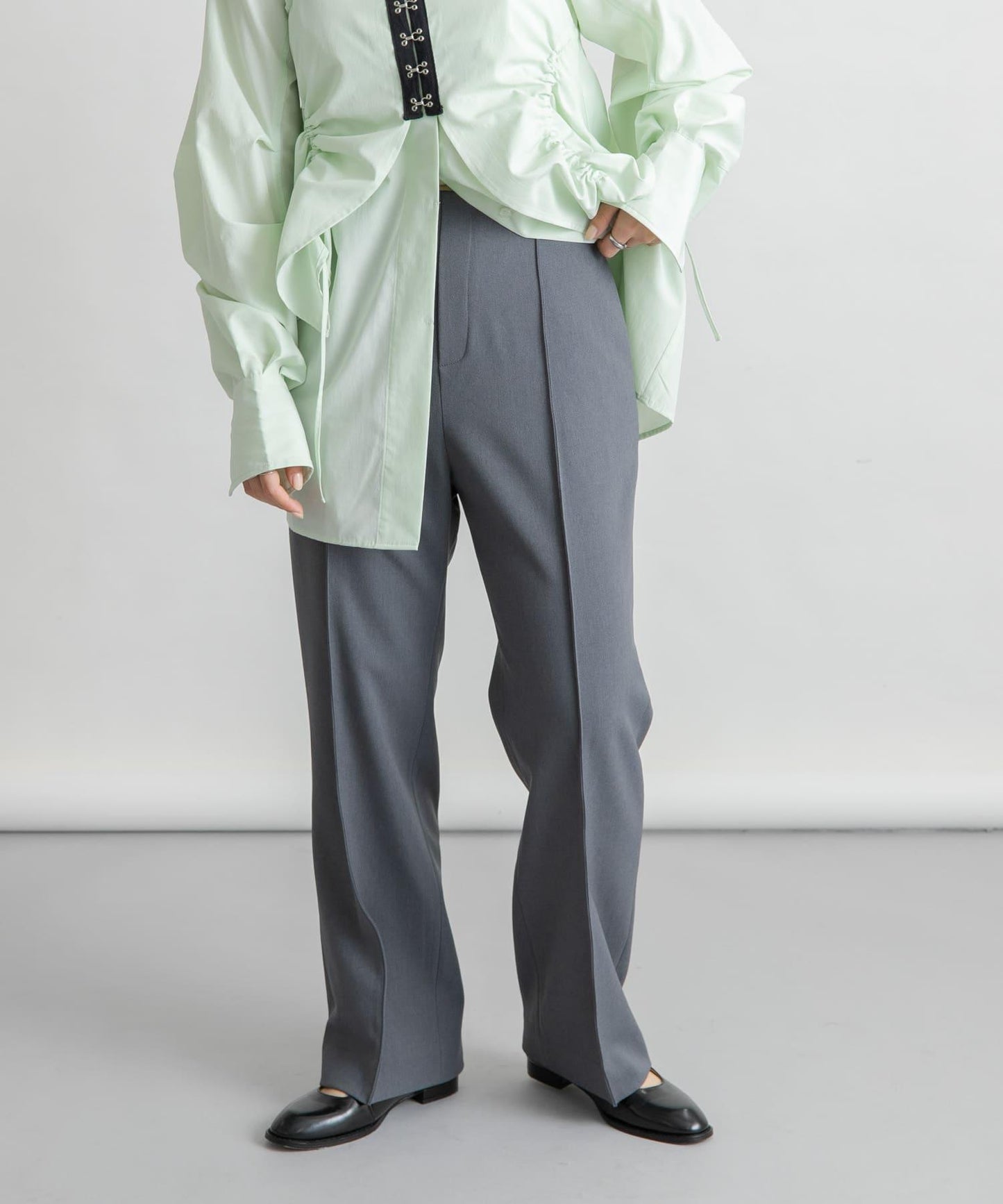 2尺碼可選褶飾直筒褲