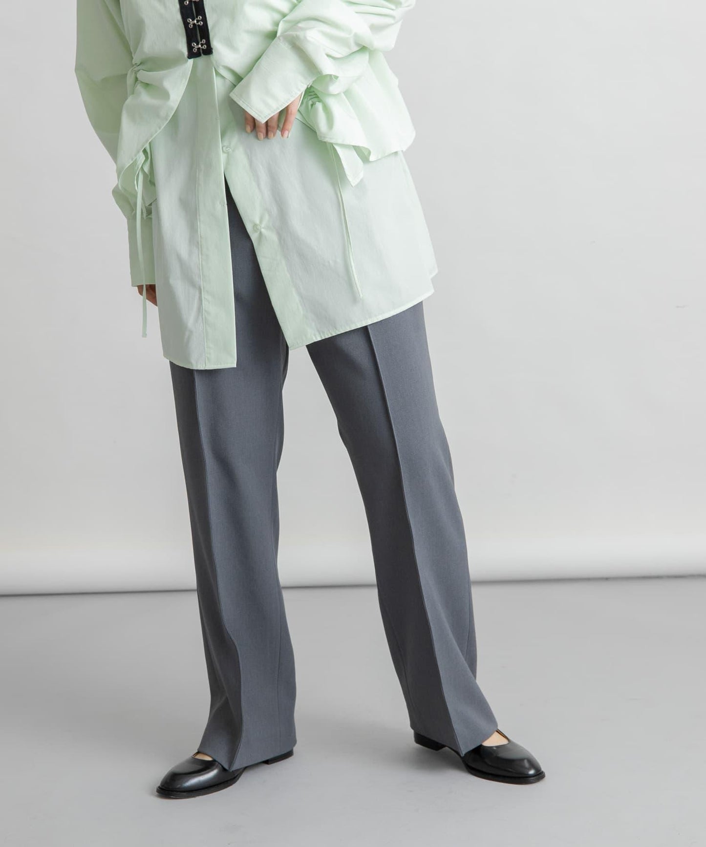 2尺碼可選褶飾直筒褲