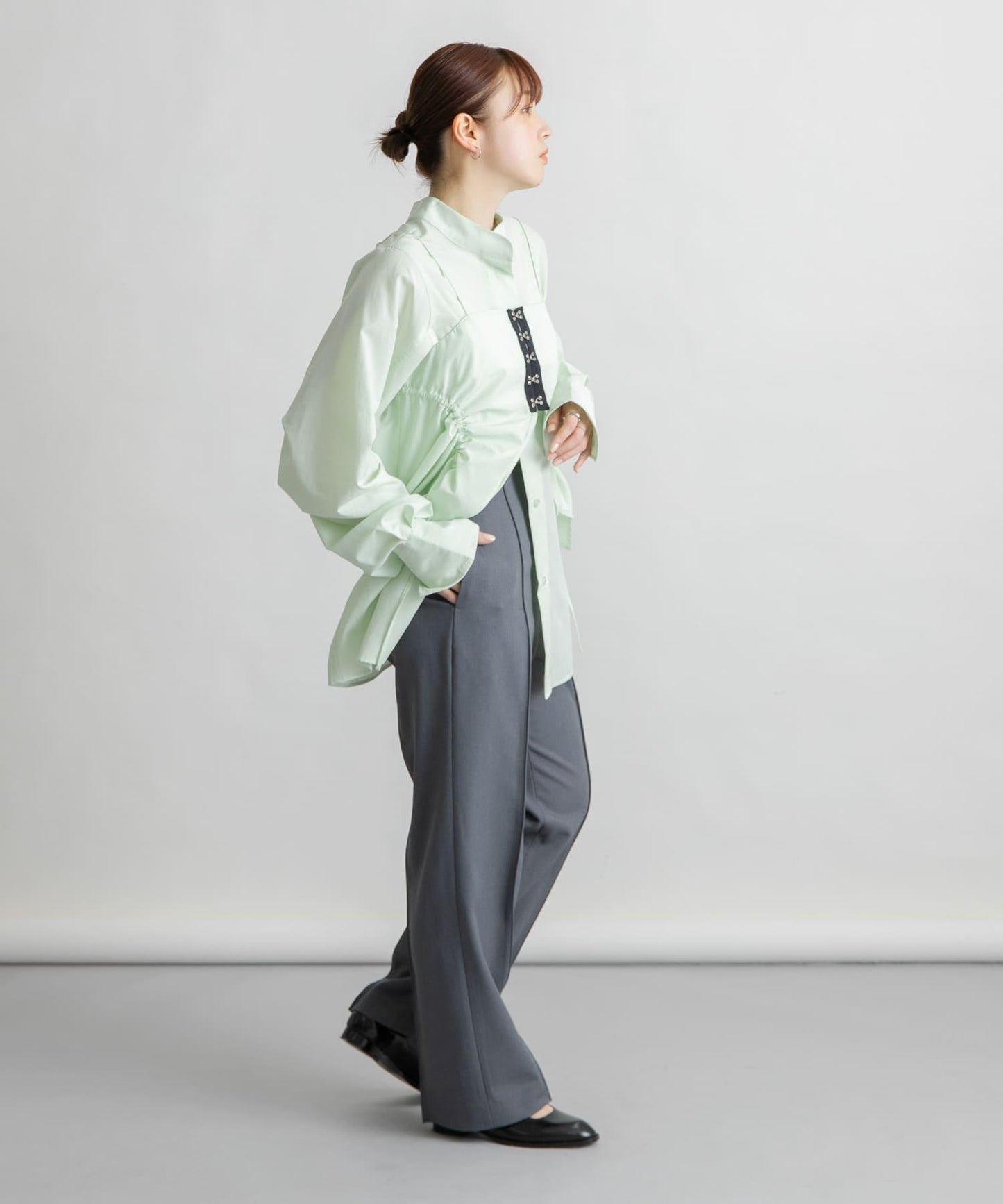 2尺碼可選褶飾直筒褲