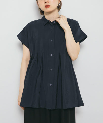 無袖褶皺喇叭襯衫