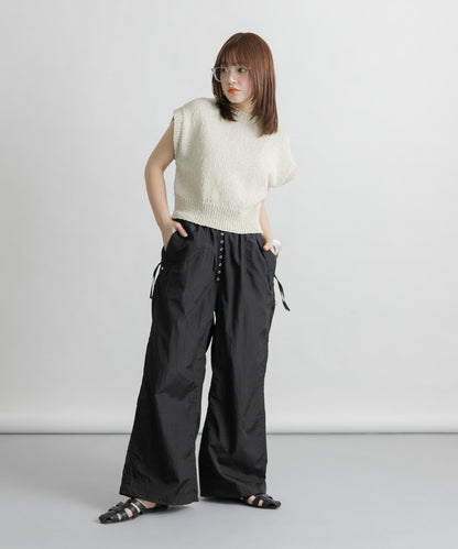 抽繩下襬尼龍長褲