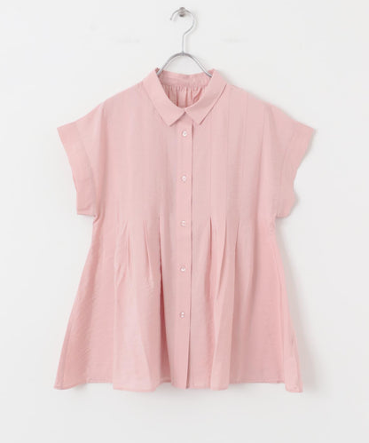 無袖褶皺喇叭襯衫