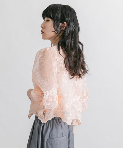 歐根紗刺繡短款襯衫