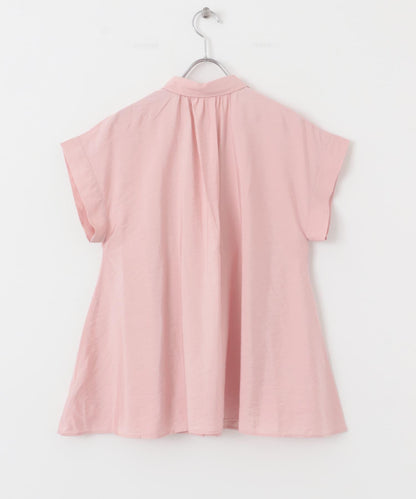 無袖褶皺喇叭襯衫