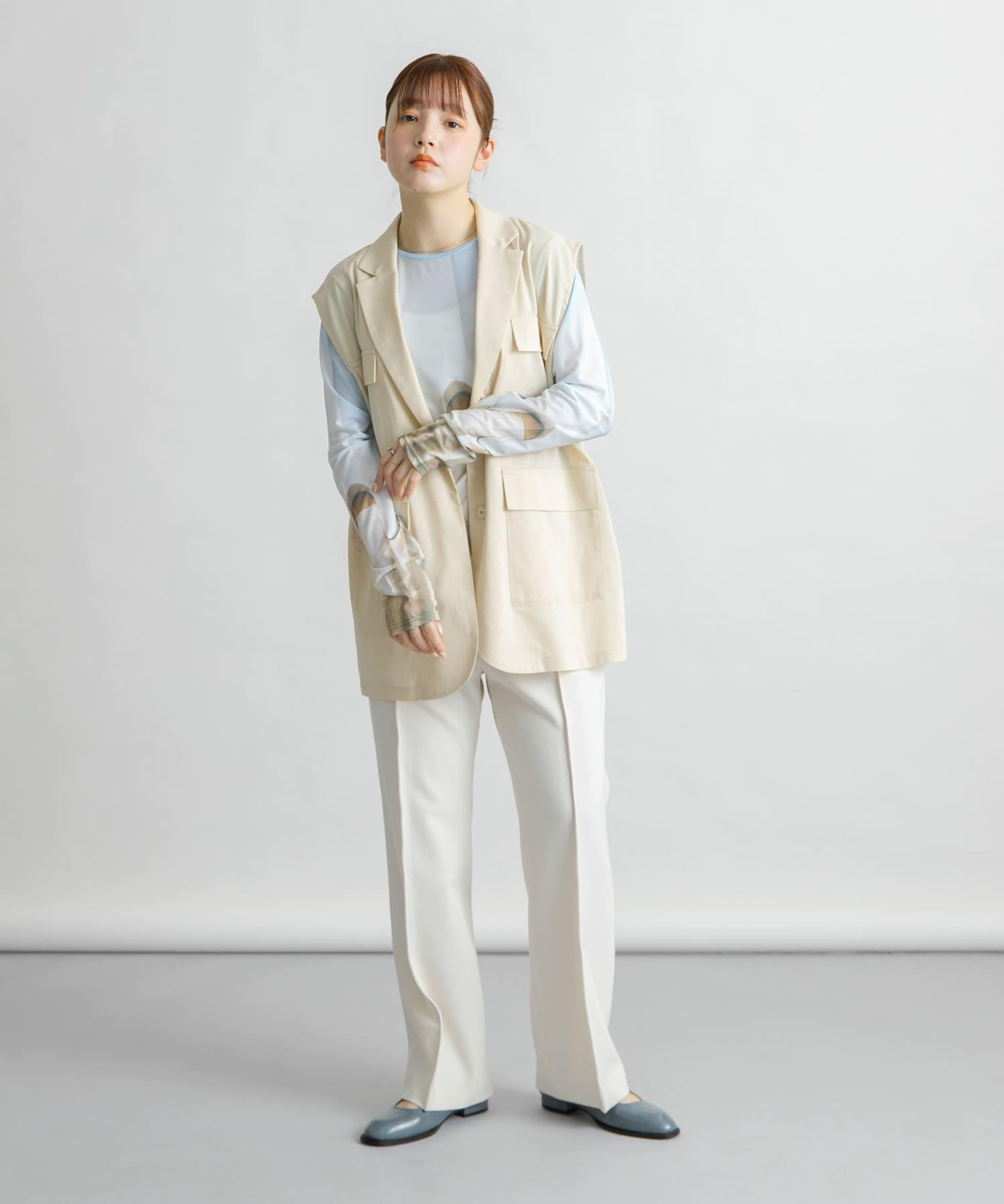 2尺碼可選褶飾直筒褲