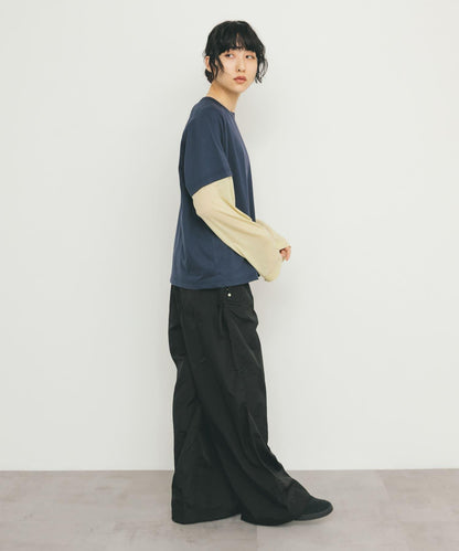 抽繩下襬尼龍長褲