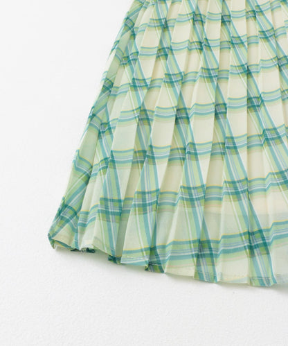 透視格紋百褶裙