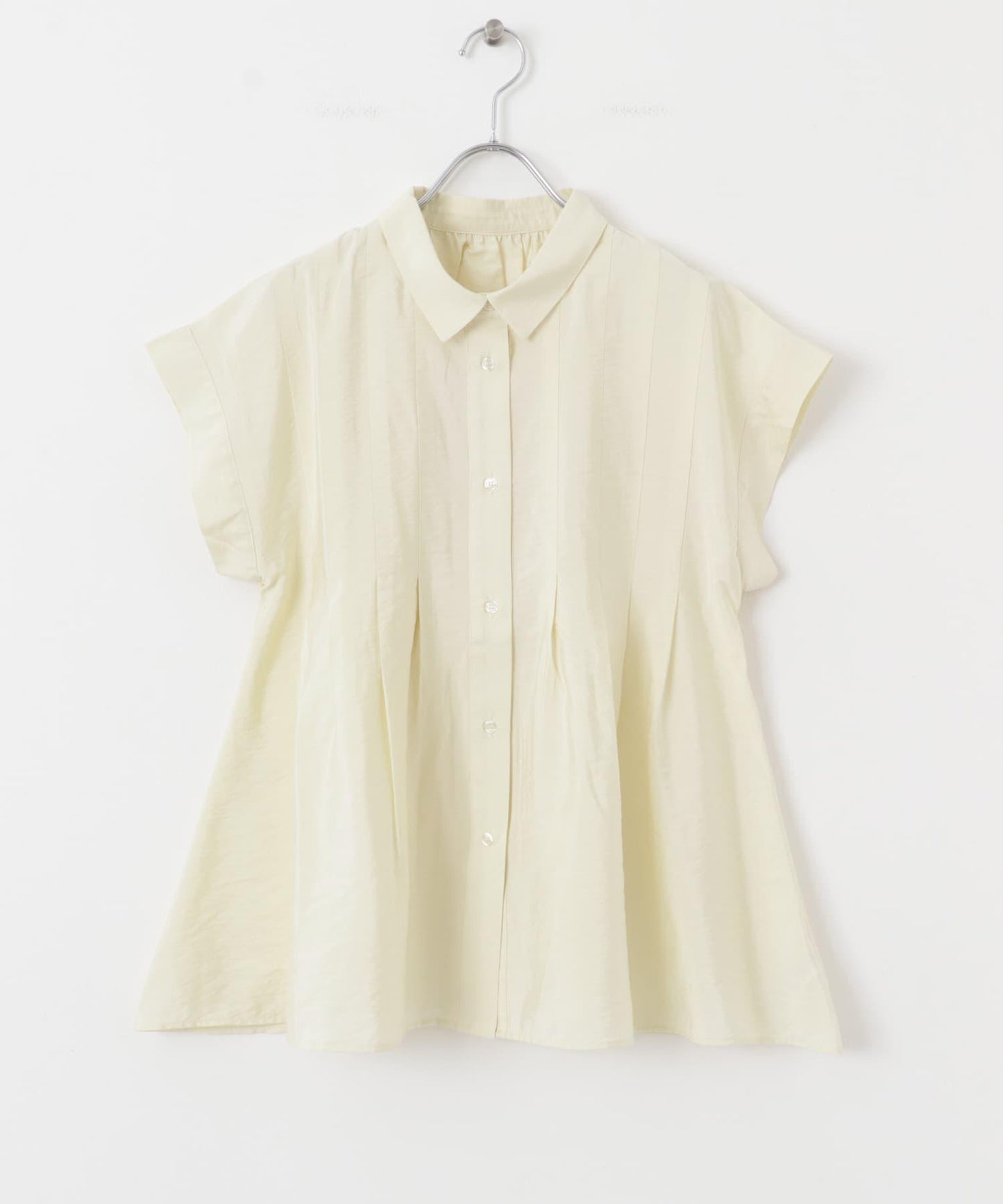 無袖褶皺喇叭襯衫