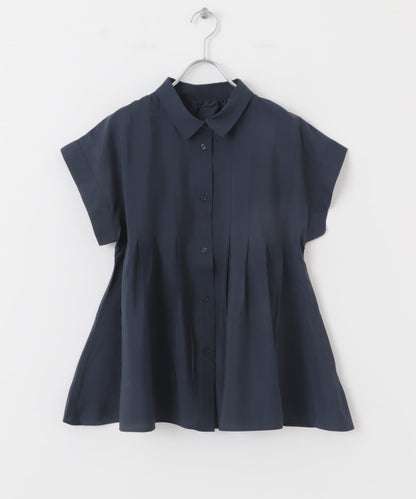 無袖褶皺喇叭襯衫