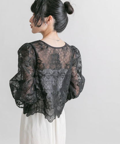 歐根紗刺繡短款襯衫