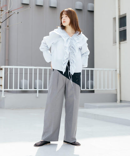 蕾絲圍巾套裝長褲