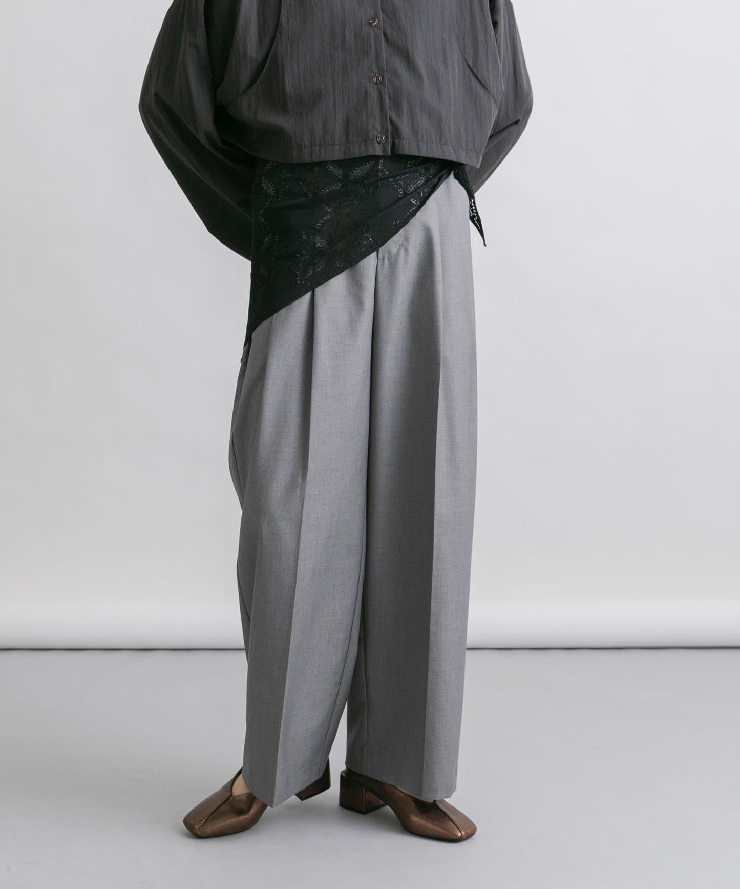 蕾絲圍巾套裝長褲