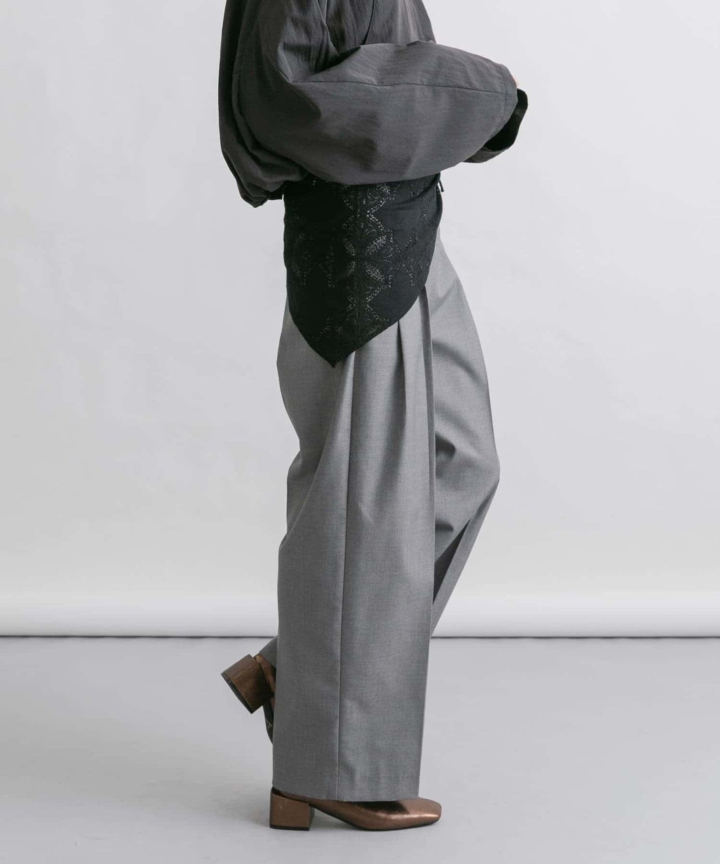 蕾絲圍巾套裝長褲