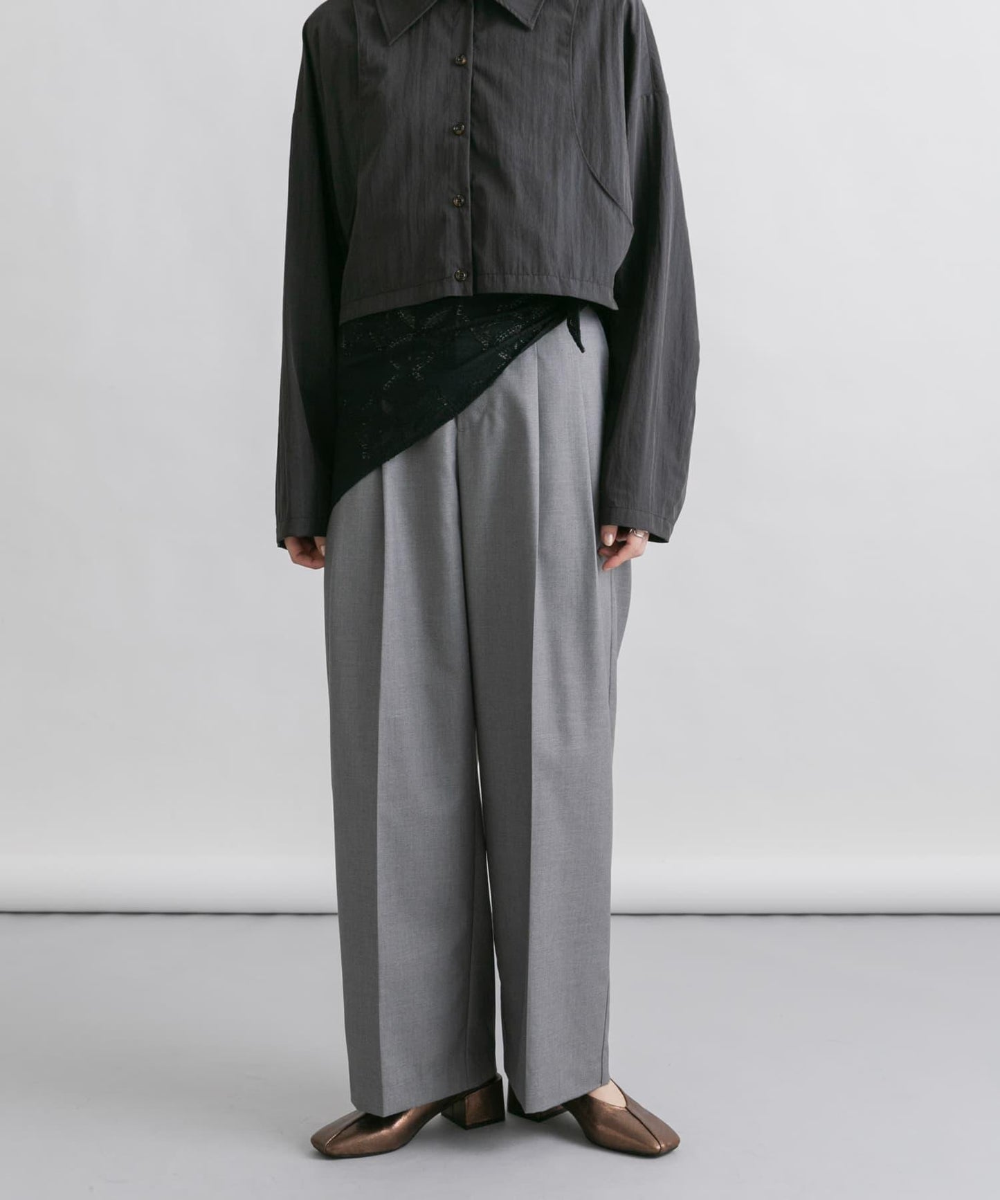 蕾絲圍巾套裝長褲