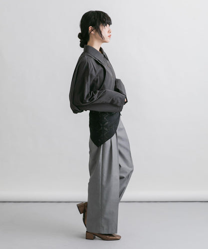 蕾絲圍巾套裝長褲