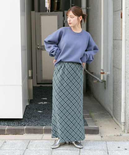 格紋窄身半身裙（帶內襯）