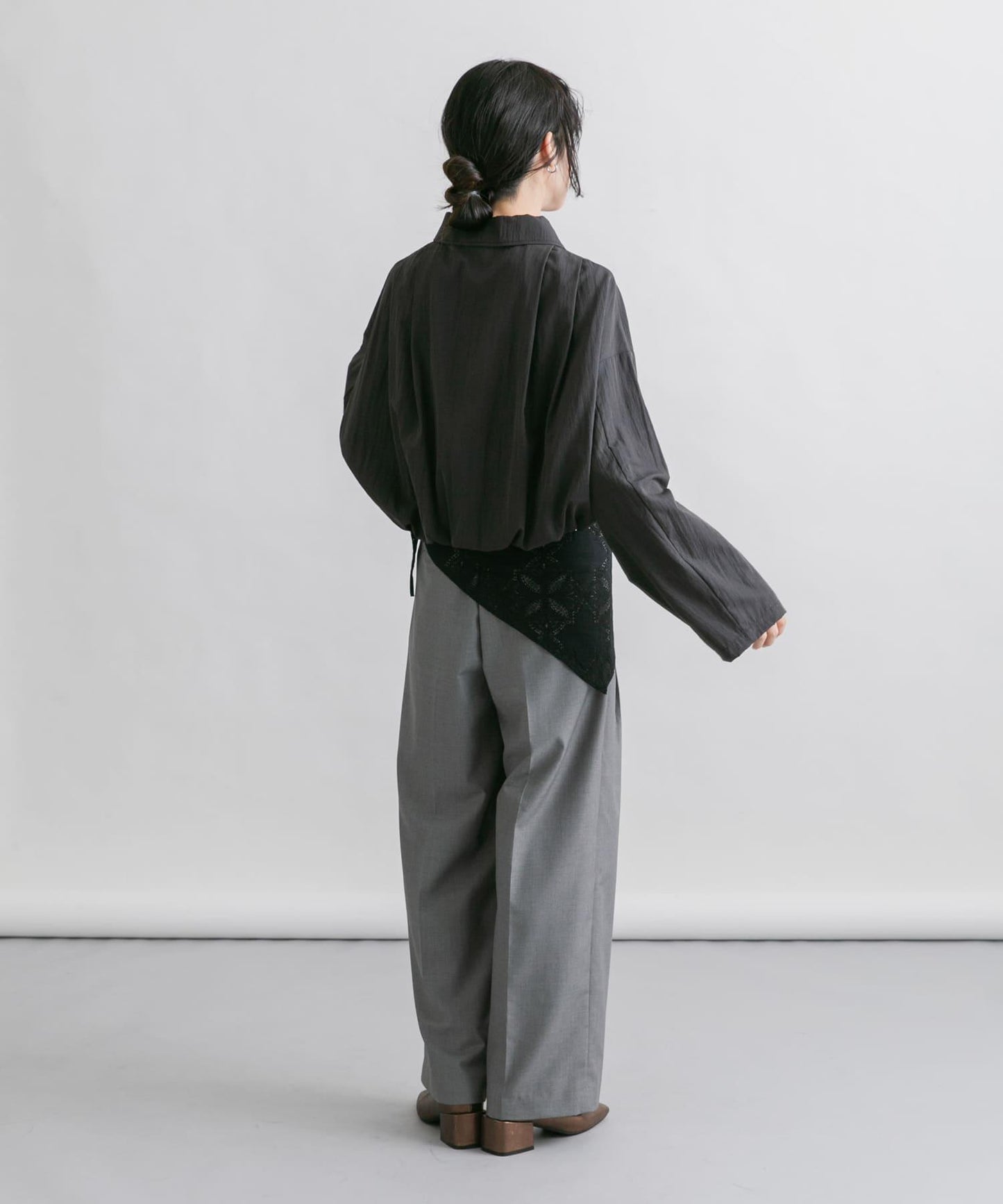 蕾絲圍巾套裝長褲