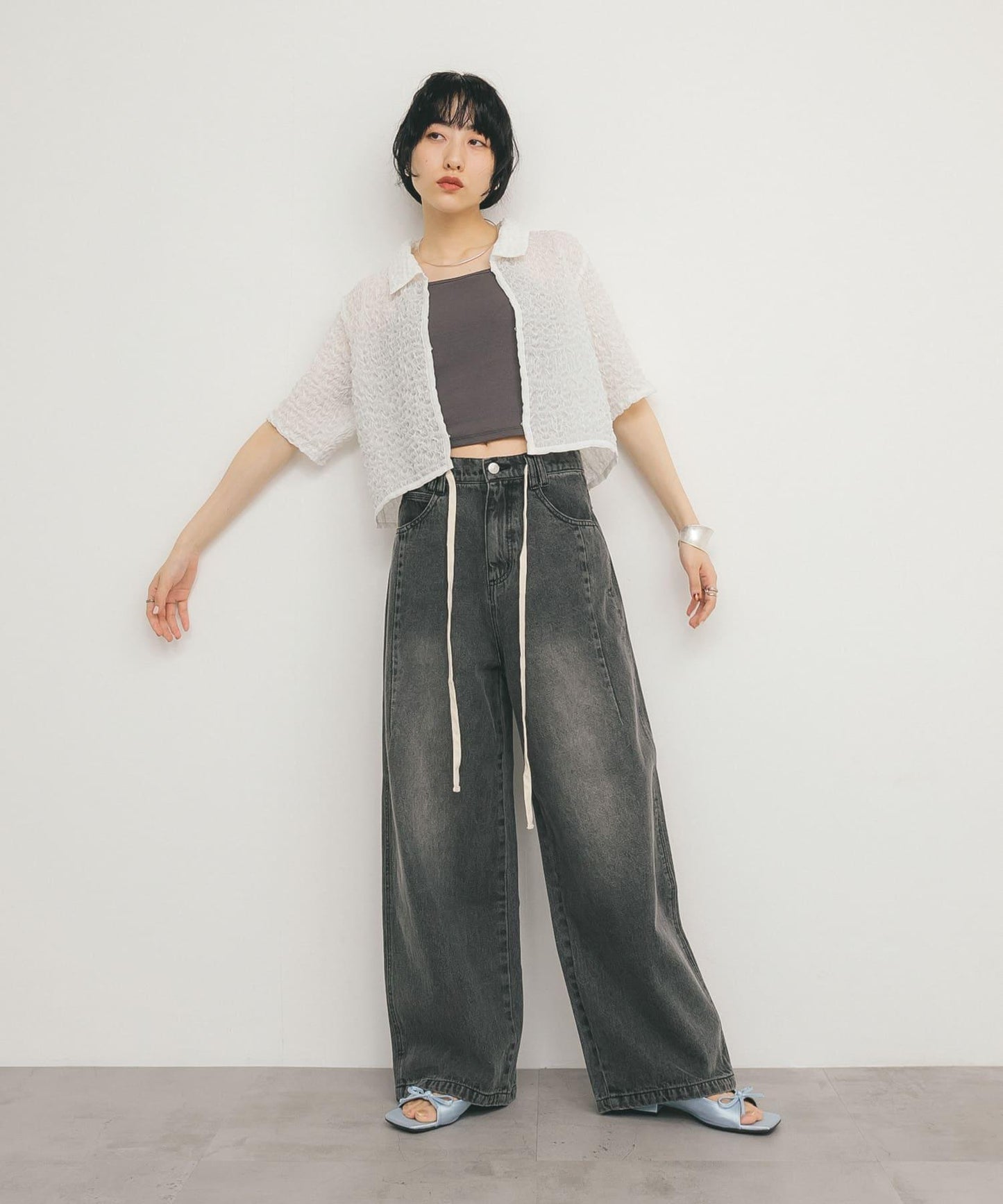 爆米花短款襯衫