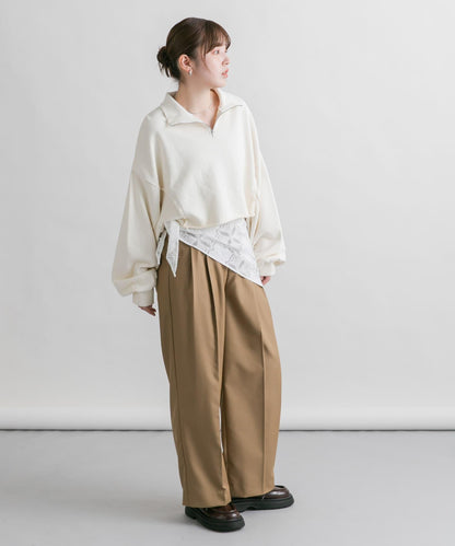 蕾絲圍巾套裝長褲