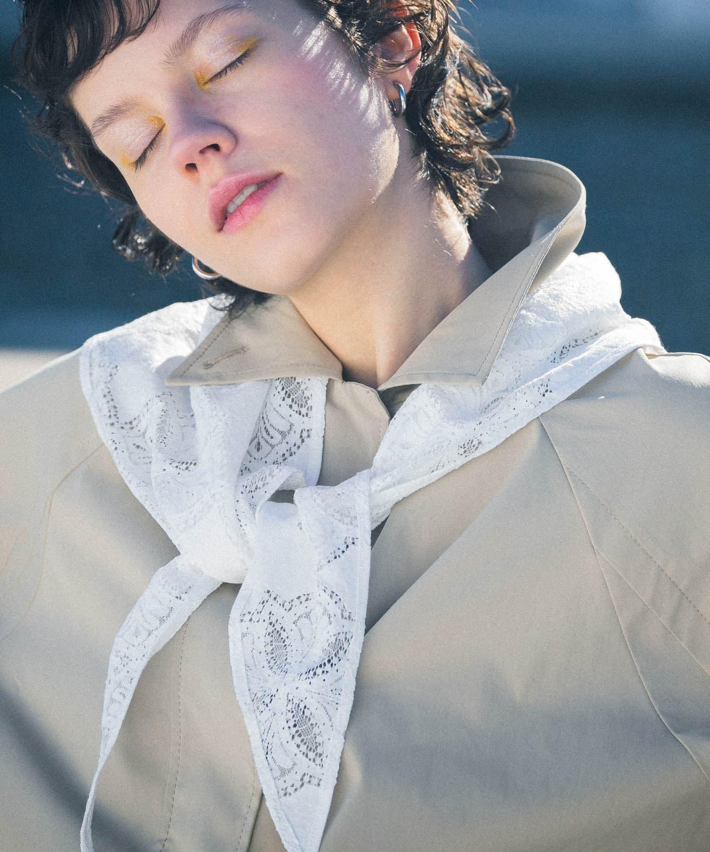 蕾絲圍巾套裝長褲