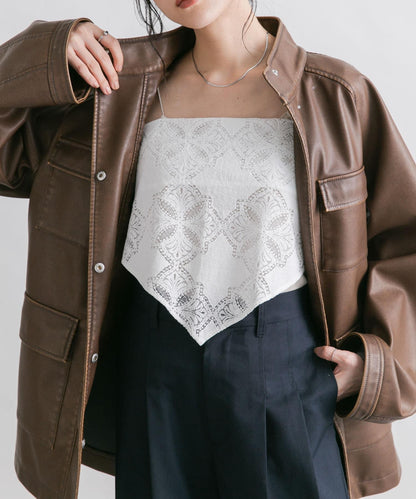 蕾絲圍巾套裝長褲