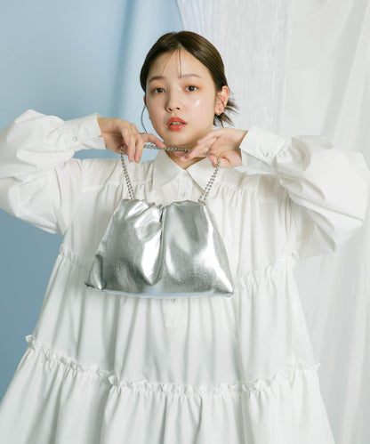 球形鏈條褶皺手提包