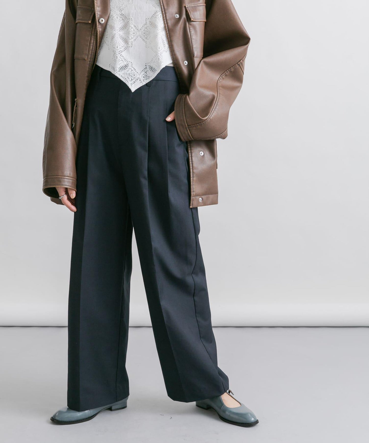 蕾絲圍巾套裝長褲